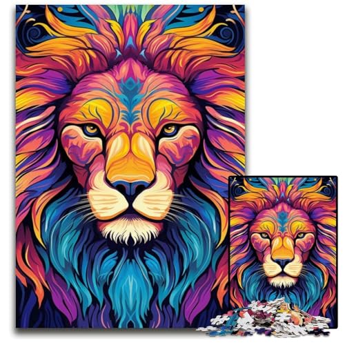 Puzzle für Erwachsene, 1000 Teile, buntes Graffiti-Löwen-Puzzle für Erwachsene, Lernspielzeug für Teenager, Heimbüro-Dekor, 50x75cm/19,68x29,52 Zoll von JIANGENNF