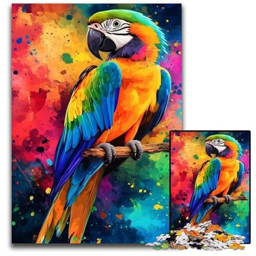 Puzzle für Erwachsene, 1000 Teile, buntes Papageien-Puzzle, Stressabbau, Zeitvertreib zu Hause, EIN Kunstwerk für Kinder ab 14 Jahren, 50x75cm von JIANGENNF