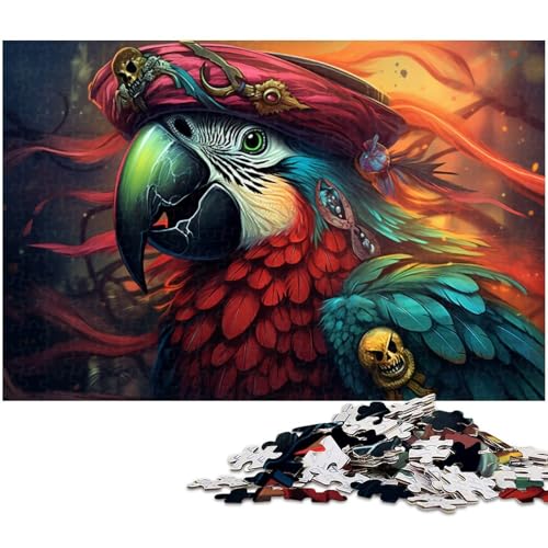 Puzzle für Erwachsene, 1000 Teile, buntes Piratenschiff-Papagei-Puzzle für Erwachsene, ideal für Familienspaß, Entspannung, 50 x 75 cm / 19,68 x 29,52 Zoll von JIANGENNF