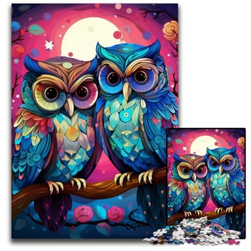 Puzzle für Erwachsene, 1000 Teile, farbenfrohe Eulen-Kunstpuzzles für Erwachsene, farbenfrohe Heimdekoration und interaktives Familienspiel, 26x38cm/10,23x14,96 Zoll Puzzle für Erwachsene, 1000 Teile, farbenfrohe Eulen-Kunstpuzzles für Erwachsene, farbenfrohe Heimdekoration und interaktives Familienspiel, 26x38cm/10,23x14,96 Zoll von JIANGENNF