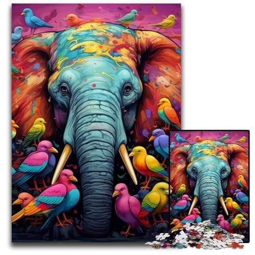 Puzzle für Erwachsene, 1000 Teile, farbenfrohes Elefanten-Kunstpuzzle für Erwachsene, farbenfrohe Heimdekoration und interaktives Familienspiel, 26x38cm/10,23x14,96 Zoll Puzzle für Erwachsene, 1000 Teile, farbenfrohes Elefanten-Kunstpuzzle für Erwachsene, farbenfrohe Heimdekoration und interaktives Familienspiel, 26x38cm/10,23x14,96 Zoll von JIANGENNF