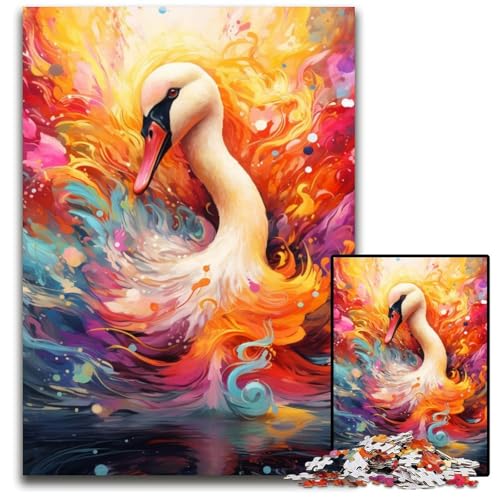 Puzzle für Erwachsene, 1000 Teile, farbenfrohes Gemälde, Schwan, Papppuzzle, Eltern, Partner, Freunde – ab 14 Jahren, 26x38cm/10,23x14,96 Zoll Puzzle für Erwachsene, 1000 Teile, farbenfrohes Gemälde, Schwan, Papppuzzle, Eltern, Partner, Freunde – ab 14 Jahren, 26x38cm/10,23x14,96 Zoll von JIANGENNF