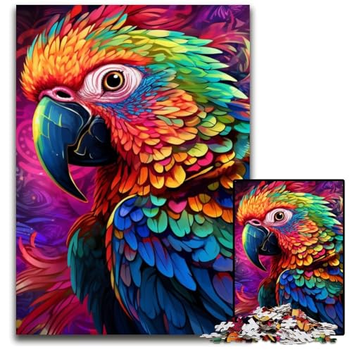 Puzzle für Erwachsene, 1000 Teile, farbenfrohes Papageien-Puzzle aus Holz, Denksportaufgabe, Geschenk, pädagogische Aktivität für Teenager, 50x75cm/19,68x29,52 Zoll von JIANGENNF