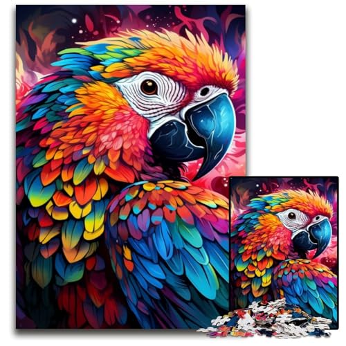 Puzzle für Erwachsene, 1000 Teile, farbenfrohes Papageien-Puzzle aus Holz, Denksportspiel, interaktives Familienspiel, geeignet für Kinder ab 14 Jahren, 50x75cm/19,68x29,52 Zoll von JIANGENNF
