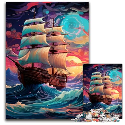 Puzzle für Erwachsene, 1000 Teile, farbenfrohes Piratenschiff-Puzzle für Teenager und Familienspaß – DIY-Denkspiel als Geschenk, 26x38cm/10,23x14,96 Zoll Puzzle für Erwachsene, 1000 Teile, farbenfrohes Piratenschiff-Puzzle für Teenager und Familienspaß – DIY-Denkspiel als Geschenk, 26x38cm/10,23x14,96 Zoll von JIANGENNF