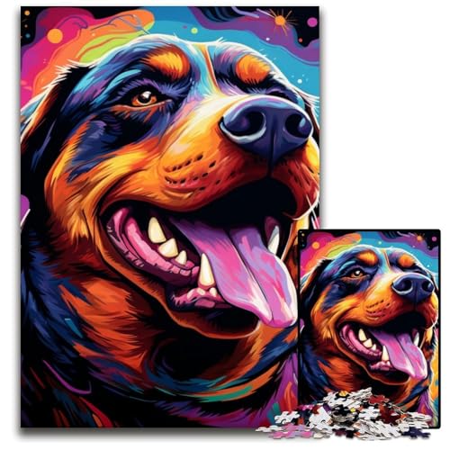 Puzzle für Erwachsene, 1000 Teile, farbenfrohes Rottweiler-Kunst-Puzzle für Teenager und Familienspaß – DIY-Denkspiel als Geschenk, 50x75cm/19,68x29,52 Zoll Puzzle für Erwachsene, 1000 Teile, farbenfrohes Rottweiler-Kunst-Puzzle für Teenager und Familienspaß – DIY-Denkspiel als Geschenk, 50x75cm/19,68x29,52 Zoll von JIANGENNF