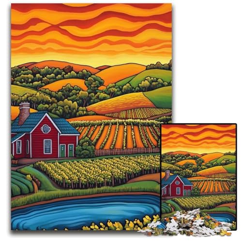 Puzzle für Erwachsene, 1000 Teile, ländliche Kunst, Karton-Puzzle, Spiele, Spielzeug, Geschenk, einzigartige Geburtstags- und Geschenkideen für Kinder ab 14 Jahren, 26x38cm von JIANGENNF