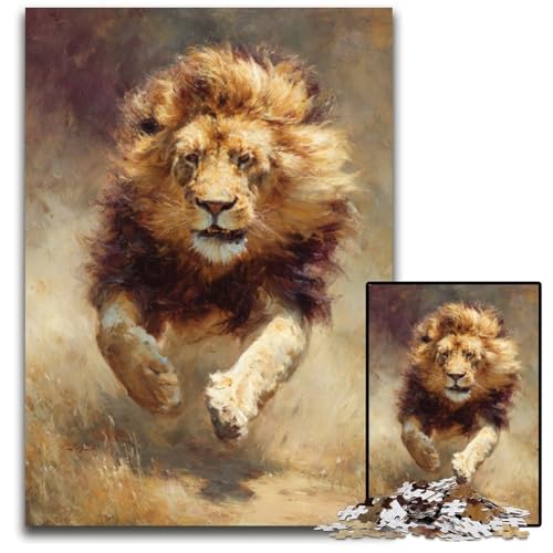Puzzle für Erwachsene, 1000 Teile, laufender Löwe, Holzpuzzle, lustige Spiele, ganze Familie, für Kinder ab 14 Jahren, 50x75cm Puzzle für Erwachsene, 1000 Teile, laufender Löwe, Holzpuzzle, lustige Spiele, ganze Familie, für Kinder ab 14 Jahren, 50x75cm von JIANGENNF