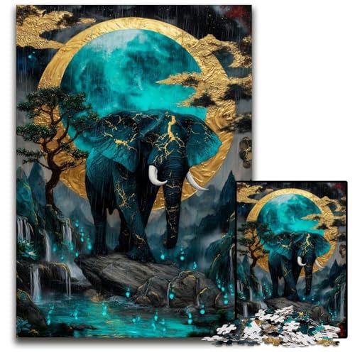 Puzzle für Erwachsene, 1000 Teile, magischer Elefant, Puzzle, Spielzeug, Geschenk, pädagogisches intellektuelles Dekomprimierungsspaß, Familienspiel, 50x75cm von JIANGENNF