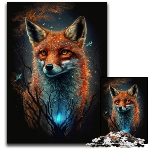 Puzzle für Erwachsene, 1000 Teile, niedlicher Fuchs, Denksportaufgabe, Spiel für Erwachsene, interaktive Aktivität für die ganze Familie, 26x38cm/10,23x14,96 Zoll von JIANGENNF