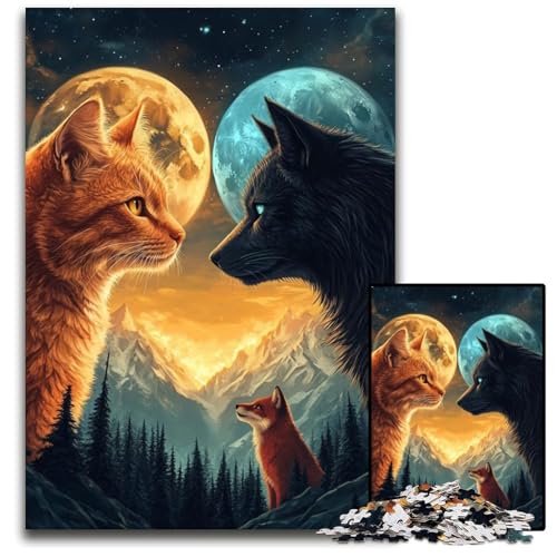 Puzzle für Erwachsene, 1000 Teile, orangefarbene Katze und Wolf, Papppuzzle, Weihnachten, Halloween, Ostern, Neujahr, 26x38cm Puzzle für Erwachsene, 1000 Teile, orangefarbene Katze und Wolf, Papppuzzle, Weihnachten, Halloween, Ostern, Neujahr, 26x38cm von JIANGENNF