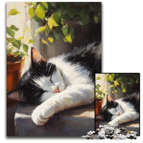 Puzzle für Erwachsene, 1000 Teile, schlafende Katze, Kartonpuzzle, Lernspielzeug, ganze Familie, ab 14 Jahren, 26x38cm Puzzle für Erwachsene, 1000 Teile, schlafende Katze, Kartonpuzzle, Lernspielzeug, ganze Familie, ab 14 Jahren, 26x38cm von JIANGENNF