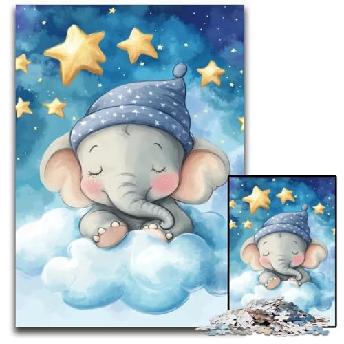 Puzzle für Erwachsene, 1000 Teile, schlafender Elefant, Holzpuzzle, Lernspielzeug, ganze Familie, ab 14 Jahren, 50x75cm Puzzle für Erwachsene, 1000 Teile, schlafender Elefant, Holzpuzzle, Lernspielzeug, ganze Familie, ab 14 Jahren, 50x75cm von JIANGENNF