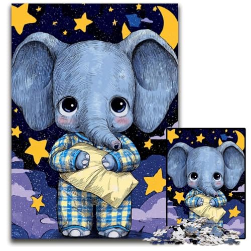 Puzzle für Erwachsene, 1000 Teile, schlafendes Elefantenbaby, Kartonpuzzle, Heimdekoration, Familienspaß, ab 14 Jahren, 26x38cm Puzzle für Erwachsene, 1000 Teile, schlafendes Elefantenbaby, Kartonpuzzle, Heimdekoration, Familienspaß, ab 14 Jahren, 26x38cm von JIANGENNF