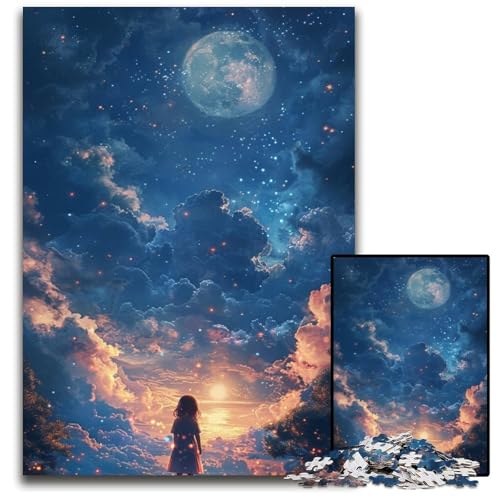 Puzzle für Erwachsene, 1000 Teile, schöne Anime-Landschaft, Denksportaufgabe, Spiel für Erwachsene, interaktive Aktivität für die Familie, 26x38cm/10,23x14,96 Zoll von JIANGENNF