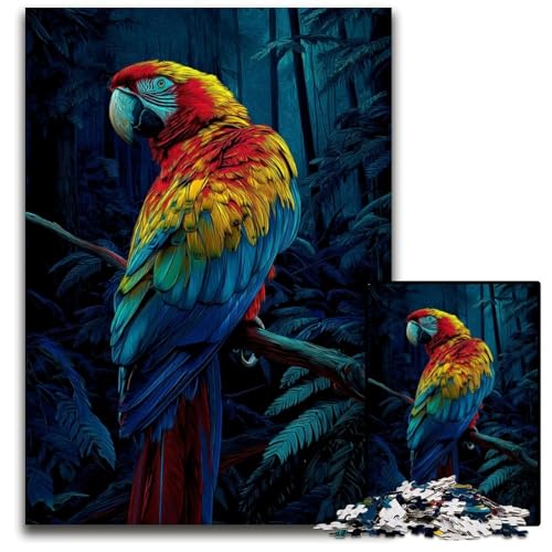 Puzzle für Erwachsene, 1000 Teile, schöner Papagei, Holzpuzzle für anspruchsvolle Familienaktivitätsspiele, farbenfrohes DIY, 50x75cm von JIANGENNF