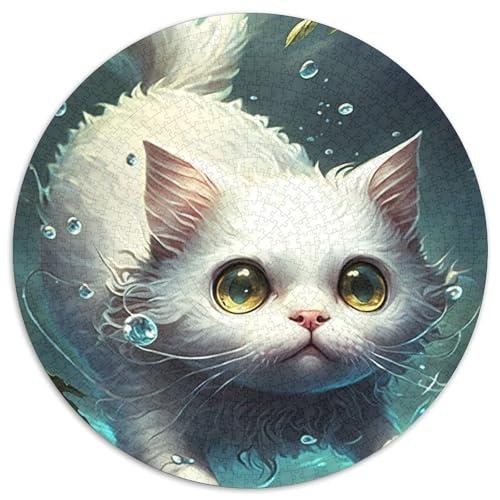 Puzzle für Erwachsene, 1000 Teile, schwimmende Katze, Puzzle für Erwachsene, Lernspielzeug für Teenager, Heimbüro-Dekor (Größe 67,5 x 67,5 cm) von JIANGENNF