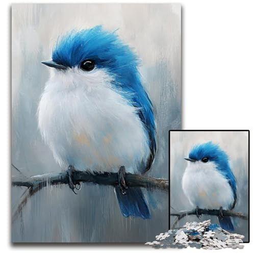 Puzzle für Erwachsene, 1000 Teile, süßer Kleiner Blauer Vogel, Papppuzzle, lustige Spiele, ganze Familie, für Kinder ab 14 Jahren, 26x38cm von JIANGENNF