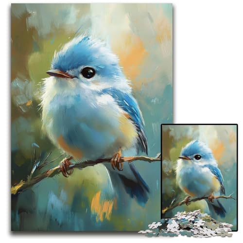 Puzzle für Erwachsene, 1000 Teile, süßer Kleiner Blauer Vogel, Papppuzzle, lustige Spiele, ganze Familie, für Kinder ab 14 Jahren, 26x38cm von JIANGENNF