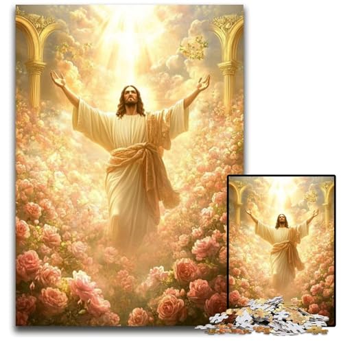 Puzzle für Erwachsene, 1000 Teile Jesus im Garten, Papppuzzle für Erwachsene, Lernspiel, Herausforderungsspielzeug für Erwachsene Teenager, 26x38cm von JIANGENNF