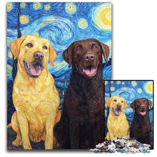 Puzzle für Erwachsene, 1000 Teile Labrador unter dem Nachthimmel, Kartonpuzzle, Heimdekoration, Familienspaß, ab 14 Jahren, 26x38cm Puzzle für Erwachsene, 1000 Teile Labrador unter dem Nachthimmel, Kartonpuzzle, Heimdekoration, Familienspaß, ab 14 Jahren, 26x38cm von JIANGENNF
