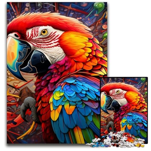 Puzzle für Erwachsene, 1000 Teile Tiere Vögel Papageien Holzpuzzles Gehirn-Herausforderung Geschenk, pädagogische Aktivität für Teenager 50x75cm/19,68x29,52 Zoll von JIANGENNF