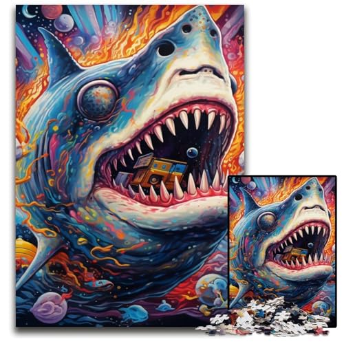 Puzzle für Erwachsene, 1000 Tierkunst-Hai-Puzzles für Erwachsene, pädagogisches Denkspiel, künstlerische Heim- und Bürodekoration, ab 14 Jahren, 50x75cm/19,68x29,52 Zoll Puzzle für Erwachsene, 1000 Tierkunst-Hai-Puzzles für Erwachsene, pädagogisches Denkspiel, künstlerische Heim- und Bürodekoration, ab 14 Jahren, 50x75cm/19,68x29,52 Zoll von JIANGENNF