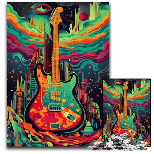 Puzzle für Erwachsene, 1000 farbige Gitarren-Puzzles für Erwachsene, anspruchsvolles Denkspiel, Familienaktivität, Heimdekoration, 26x38cm/10,23x14,96 Zoll von JIANGENNF