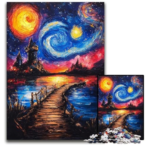 Puzzle für Erwachsene, 1000-teilige Brücke unter dem Nachthimmel, Papppuzzle, Heimdekoration, Familienspaß, ab 14 Jahren, 26x38cm Puzzle für Erwachsene, 1000-teilige Brücke unter dem Nachthimmel, Papppuzzle, Heimdekoration, Familienspaß, ab 14 Jahren, 26x38cm von JIANGENNF