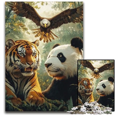 Puzzle für Erwachsene, 1000-teiliges Dschungeltiger-Holzpuzzle für Erwachsene, Lernspiel, Herausforderungsspielzeug für Erwachsene Teenager, 50x75cm von JIANGENNF