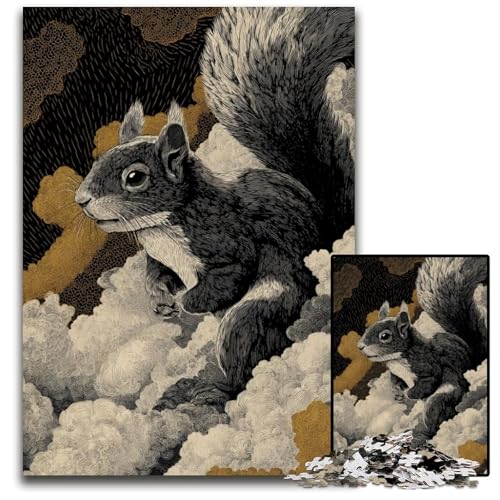 Puzzle für Erwachsene, 1000-teiliges Eichhörnchen-Puzzle aus Pappe, Heimdekoration, Familienspaß, ab 14 Jahren, 26x38cm Puzzle für Erwachsene, 1000-teiliges Eichhörnchen-Puzzle aus Pappe, Heimdekoration, Familienspaß, ab 14 Jahren, 26x38cm von JIANGENNF