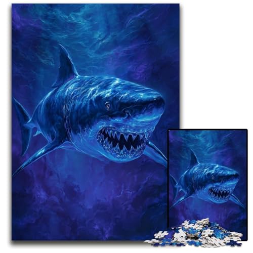 Puzzle für Erwachsene, 1000-teiliges Fantasy-Hai-Puzzle aus Holz für Erwachsene, Lernspiel, Herausforderungsspielzeug für Erwachsene Teenager, 50x75cm Puzzle für Erwachsene, 1000-teiliges Fantasy-Hai-Puzzle aus Holz für Erwachsene, Lernspiel, Herausforderungsspielzeug für Erwachsene Teenager, 50x75cm von JIANGENNF