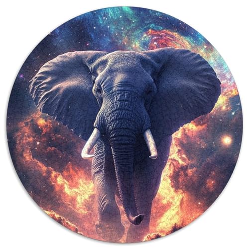 Puzzle für Erwachsene, 1000-teiliges Galaxie-Elefanten-Puzzle, rund, für 1000 Teile, Geburtstage und Feiertage (Größe 67,5 x 67,5 cm) von JIANGENNF