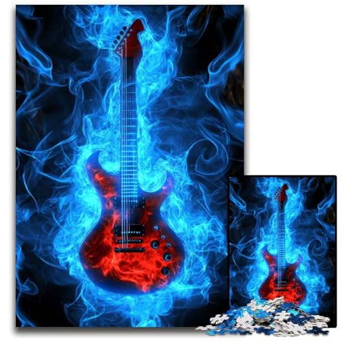 Puzzle für Erwachsene, 1000-teiliges Gitarren-Holzpuzzle für Erwachsene, Lernspiel, Herausforderungsspielzeug für Erwachsene Teenager, 50x75cm von JIANGENNF
