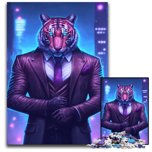 Puzzle für Erwachsene, 1000-teiliges Hitman Tiger-Puzzle für Erwachsene, Denkspiel für Teenager und Familieninteraktion, 26x38cm/10,23x14,96 Zoll von JIANGENNF