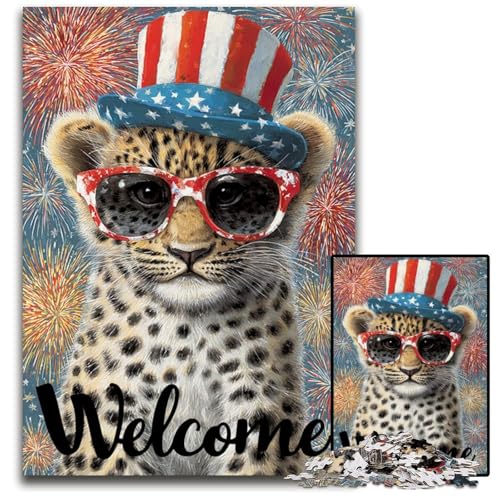 Puzzle für Erwachsene, 1000-teiliges Holzpuzzle mit amerikanischem Leopardenmotiv, Heimdekoration, Familienspaß, ab 14 Jahren, 50x75cm Puzzle für Erwachsene, 1000-teiliges Holzpuzzle mit amerikanischem Leopardenmotiv, Heimdekoration, Familienspaß, ab 14 Jahren, 50x75cm von JIANGENNF
