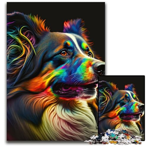 Puzzle für Erwachsene, 1000-teiliges Hunde-Neon-Tier-Puzzle, Denkspiel für Teenager, 50x75cm/19,68x29,52 Zoll von JIANGENNF