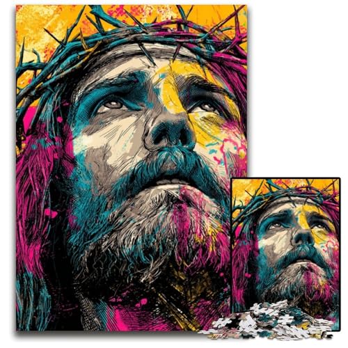 Puzzle für Erwachsene, 1000-teiliges Jesus-Holzpuzzle für Erwachsene, Lernspiel, Herausforderungsspielzeug für Erwachsene Teenager, 50x75cm von JIANGENNF