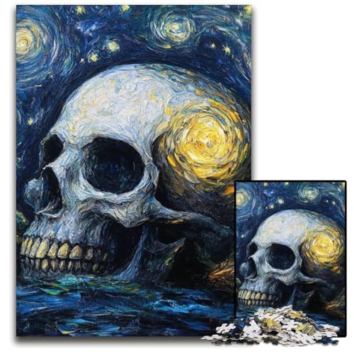 Puzzle für Erwachsene, 1000-teiliges Kartonpuzzle mit Totenkopf am Nachthimmel, Heimdekoration, Familienspaß, ab 14 Jahren, 26x38cm Puzzle für Erwachsene, 1000-teiliges Kartonpuzzle mit Totenkopf am Nachthimmel, Heimdekoration, Familienspaß, ab 14 Jahren, 26x38cm von JIANGENNF