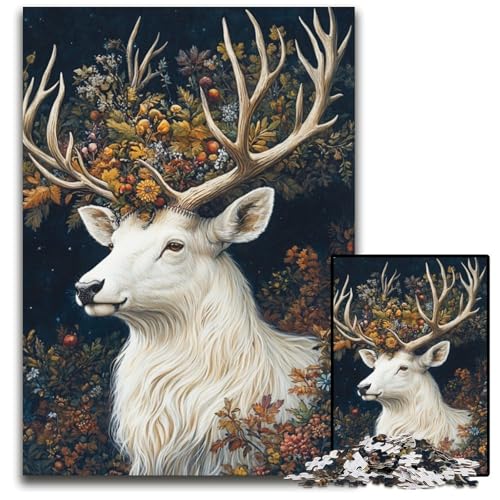 Puzzle für Erwachsene, 1000-teiliges Kartonpuzzle mit weißem Hirsch, Heimdekoration, Familienspaß, ab 14 Jahren, 26x38cm Puzzle für Erwachsene, 1000-teiliges Kartonpuzzle mit weißem Hirsch, Heimdekoration, Familienspaß, ab 14 Jahren, 26x38cm von JIANGENNF