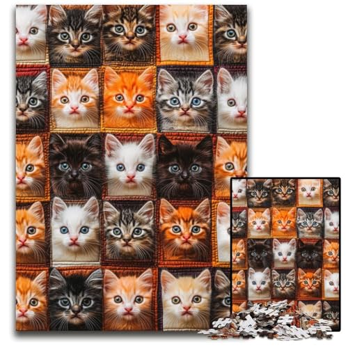 Puzzle für Erwachsene, 1000-teiliges Katzencollage-Holzpuzzle, Heimdekoration, Familienspaß, ab 14 Jahren, 50x75cm von JIANGENNF