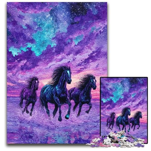 Puzzle für Erwachsene, 1000-teiliges Laufpferd-Puzzle aus Karton für Erwachsene, Lernspiel, Herausforderungsspielzeug für Erwachsene Teenager, 26x38cm von JIANGENNF
