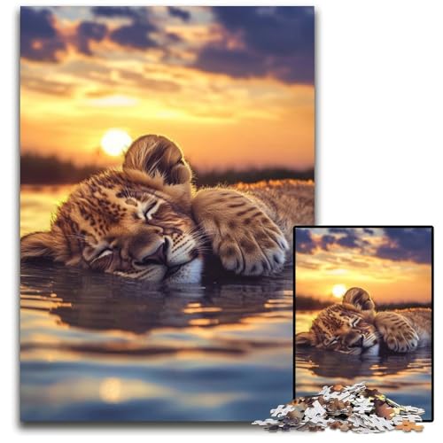 Puzzle für Erwachsene, 1000-teiliges Löwe am Strand-Puzzle, anspruchsvolles Spielspielzeug, einzigartige Geburtstags- und Geschenkideen für Kinder ab 14 Jahren, 50x75cm von JIANGENNF