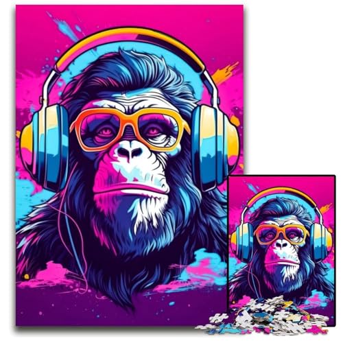 Puzzle für Erwachsene, 1000-teiliges Monkey-Dj-Musik-Puzzle für Erwachsene, Denksportaufgabe und Heimdekoration, 26x38cm/10,23x14,96 Zoll Puzzle für Erwachsene, 1000-teiliges Monkey-Dj-Musik-Puzzle für Erwachsene, Denksportaufgabe und Heimdekoration, 26x38cm/10,23x14,96 Zoll von JIANGENNF