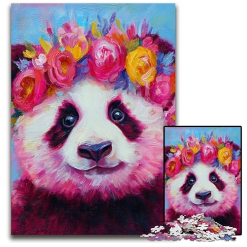 Puzzle für Erwachsene, 1000-teiliges Panda-Mal-Puzzle aus Karton für Erwachsene, Lernspiel, Herausforderungsspielzeug für Erwachsene Teenager, 26x38cm von JIANGENNF