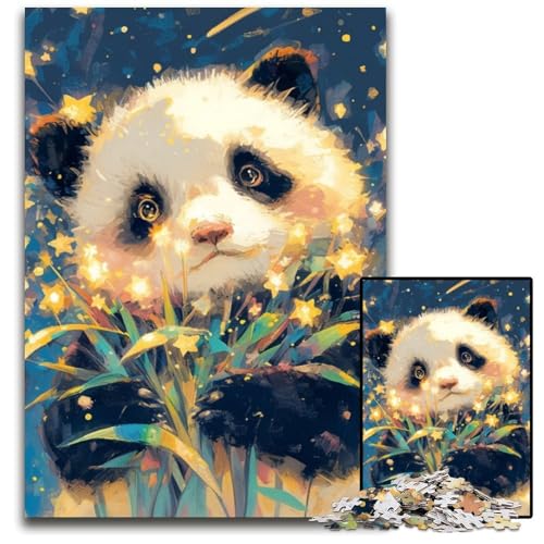 Puzzle für Erwachsene, 1000-teiliges Panda-Puzzle, Holzpuzzle, Heimdekoration, Familienspaß, ab 14 Jahren, 50x75cm von JIANGENNF