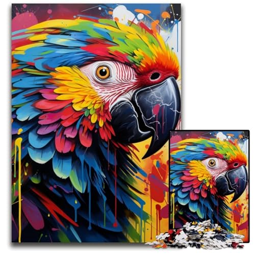 Puzzle für Erwachsene, 1000-teiliges Papageien-Graffiti-Puzzle für Erwachsene, farbenfrohe Heimdekoration und interaktives Familienspiel, 50x75cm/19,68x29,52 Zoll von JIANGENNF