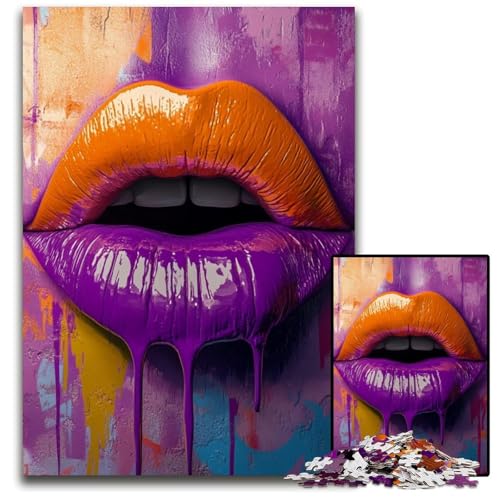 Puzzle für Erwachsene, 1000-teiliges Purple Lips Puzzle, interaktives Familienspiel, Denksportaufgabe als Geschenk, Lernspielzeug, 26x38cm Puzzle für Erwachsene, 1000-teiliges Purple Lips Puzzle, interaktives Familienspiel, Denksportaufgabe als Geschenk, Lernspielzeug, 26x38cm von JIANGENNF