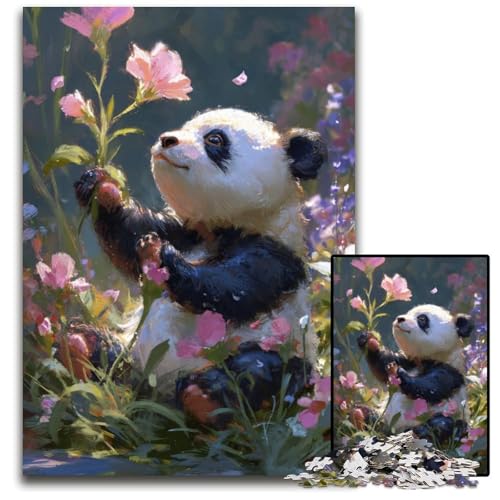 Puzzle für Erwachsene, 1000-teiliges Puzzle, Blumenpanda, Kartonpuzzle, Weihnachten, Halloween, Ostern, Neujahr, 26x38cm Puzzle für Erwachsene, 1000-teiliges Puzzle, Blumenpanda, Kartonpuzzle, Weihnachten, Halloween, Ostern, Neujahr, 26x38cm von JIANGENNF