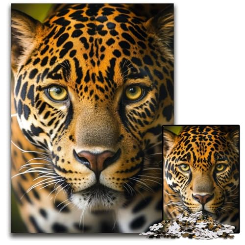 Puzzle für Erwachsene, 1000-teiliges Puzzle, Dschungel-Leoparden-Puzzle, Denksportaufgabe, Teenager und Heimdekoration, 26x38cm von JIANGENNF